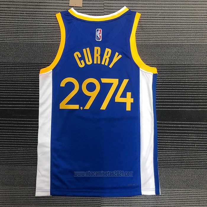 Camiseta Golden State Warriors Stephen Curry 2974th 3 Points Azul